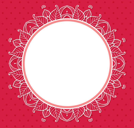Decorative floral frame on a red backgroundのイラスト素材