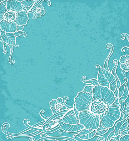 Decorative vintage vector background with white flowersのイラスト素材