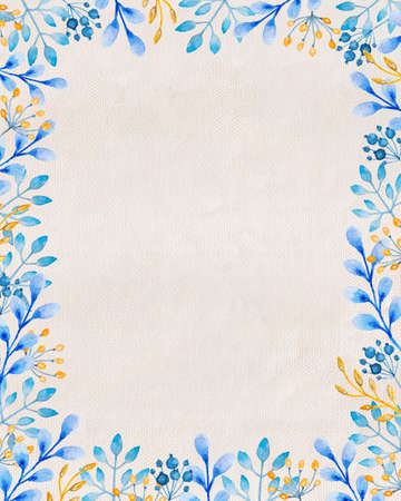 Hand drawn watercolor floral frameの写真素材