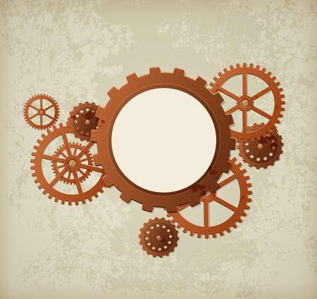 Vector industrial background in the style of steampunkのイラスト素材
