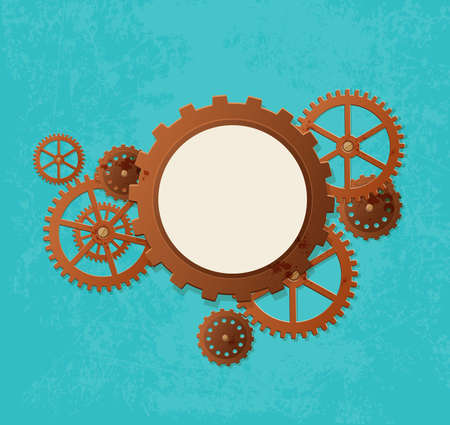 Vector industrial background in the style of steampunkのイラスト素材