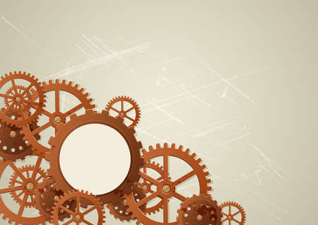 Vector industrial background in the style of steampunkのイラスト素材