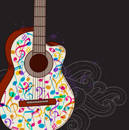 Vector abstract black music background with guitarのイラスト素材