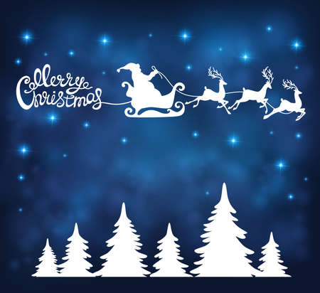 Holiday background with "Merry Christmas" inscription  and Santa Clausのイラスト素材