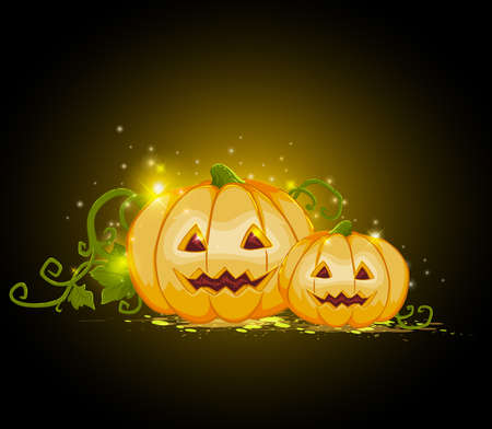 Halloween background with two terrible pumpkinsのイラスト素材