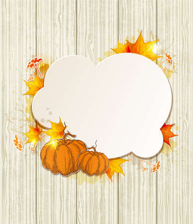 Autumn vector background with maple leaves and pumpkinのイラスト素材