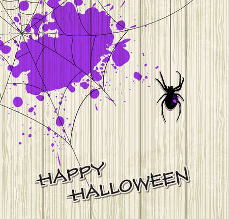 Halloween vector background with spider and violet blotsのイラスト素材