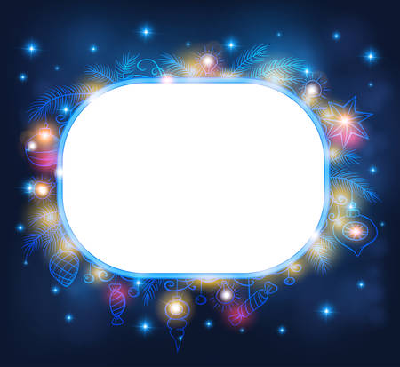 Shining Christmas background with decorations and fir branchesのイラスト素材