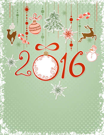 Green vector Christmas background with decorationsのイラスト素材