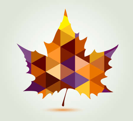 Abstract autumn maple leaf with polygonal ornamentのイラスト素材