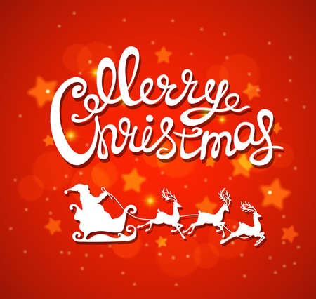 Red Christmas background with Santa Claus and white firsのイラスト素材