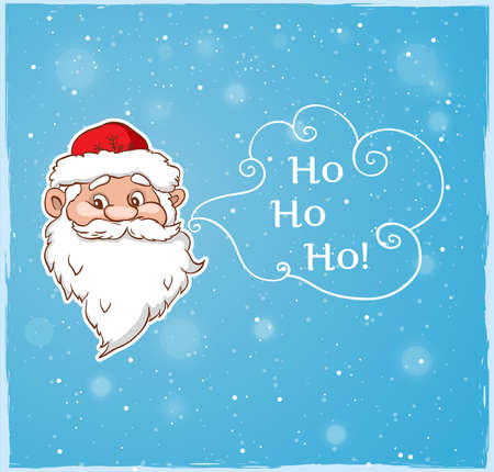 Blue vector Christmas background with Santa Clausのイラスト素材