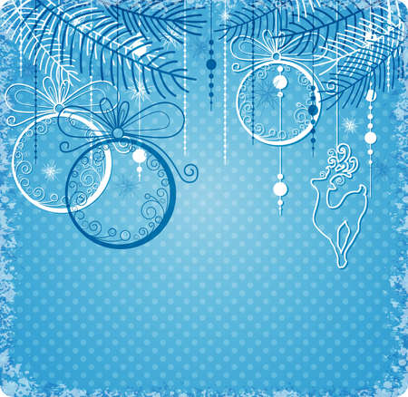 Christmas background with blue and white decorationsのイラスト素材