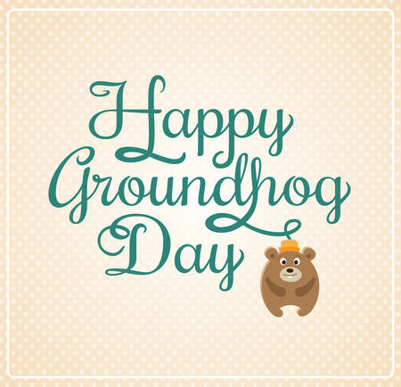 Card for Groundhog Day with marmot and greeting inscriptionのイラスト素材