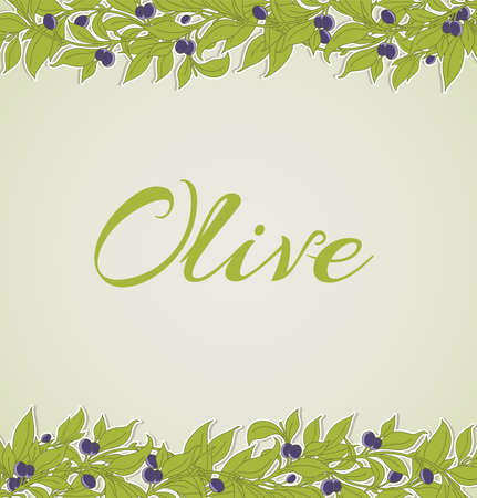 Decorative floral background with green olive branchesのイラスト素材