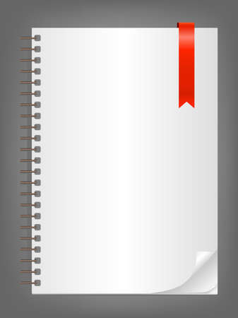 Notebook with blank white sheet and red bookmarkのイラスト素材