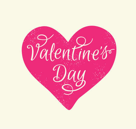 Valentine's day greeting card with pink heart.のイラスト素材