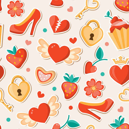 Vector romantic seamless pattern for Valentine's dayのイラスト素材