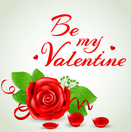 Romantic background with red rose for Valentine's day. Vector illustration.のイラスト素材