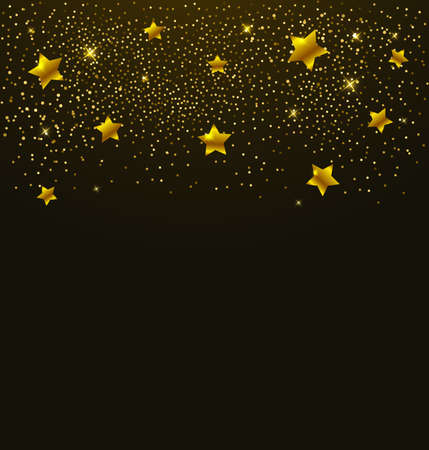 Abstract vector background with golden shining starsのイラスト素材