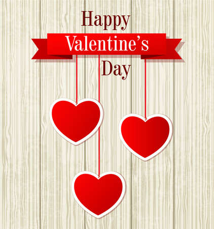 Decorative Valentine card with red paper heartsのイラスト素材