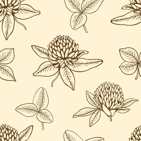 Decorative seamless pattern with clover flowers and leavesのイラスト素材
