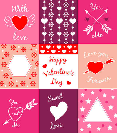 Set of decorative vector cards for Valentine's dayのイラスト素材