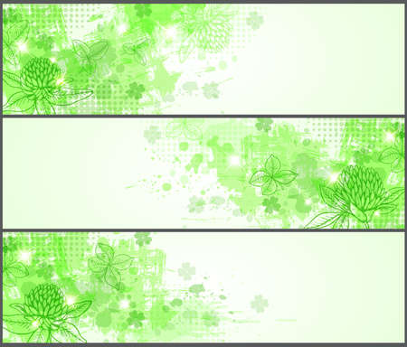 Green grunge horizontal banners for St. Patrick's Dayのイラスト素材