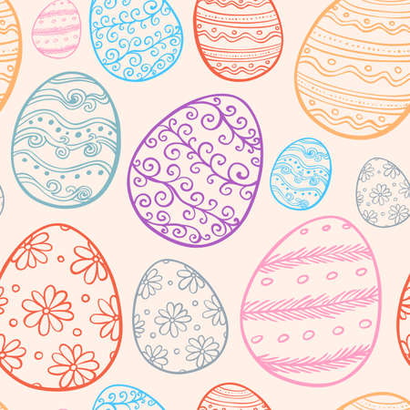 Abstract  Easter seamless pattern with hand drawn eggsのイラスト素材