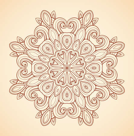 Decorative hand drawn mandala in Indian style. Vector illustration.のイラスト素材