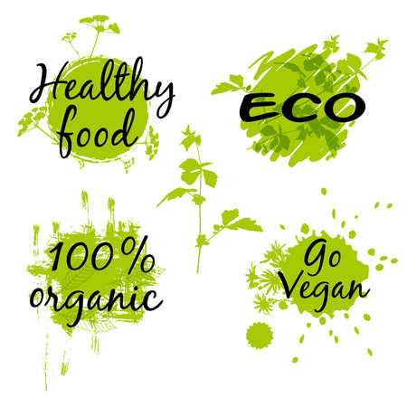 Abstract green eco banners with messages. Vector illustration.のイラスト素材