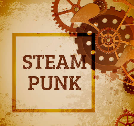 Abstract industrial background with gears  in the style of steampunk.のイラスト素材