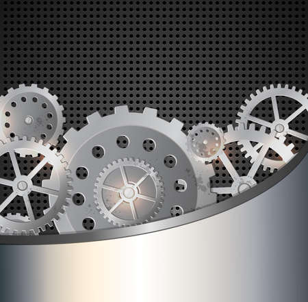 Abstract metallic industrial background with gears. illustration.のイラスト素材