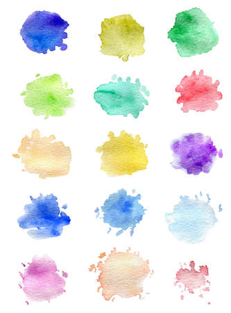 Set of abstract vector watercolor blots for designのイラスト素材