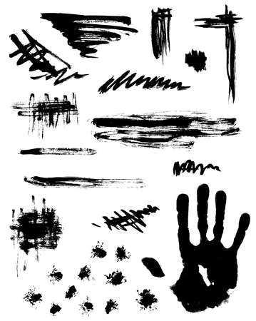 Set of black abstract ink blots for designのイラスト素材