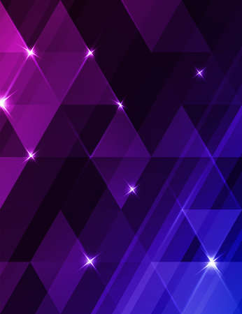 Abstract vector geometric background with blue and violet triangles. Decorative shining background.のイラスト素材
