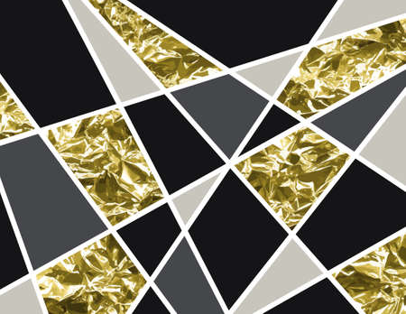 Abstract vector geometrical background with golden glitter elementsのイラスト素材