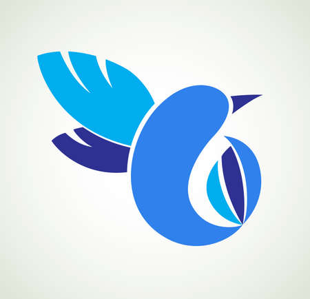 Blue vector abstract tropical bird. Design for corporate style and logo.のイラスト素材