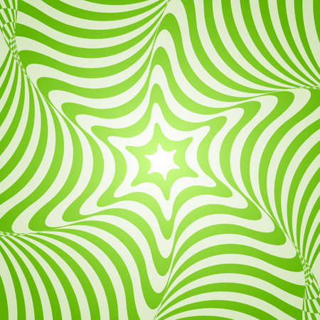 Abstract vector geometric design with green stripes on a white background. Optical illusion with 3d effect.のイラスト素材