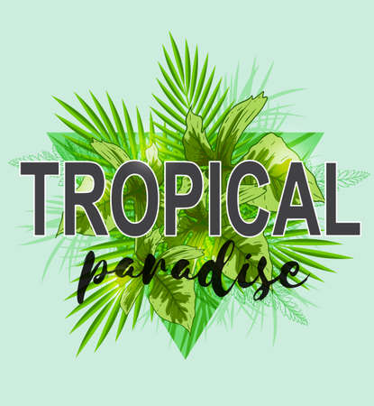 Abstract tropical with green palm leaves.のイラスト素材