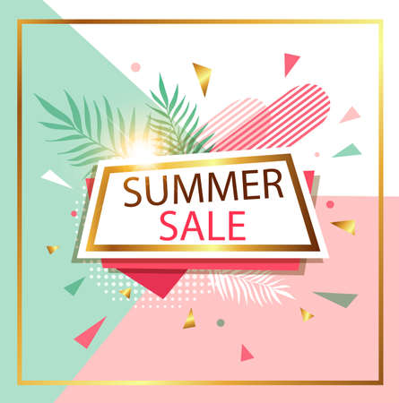 Abstract vector background for seasonal summer sale. Shining banner in retro style.のイラスト素材