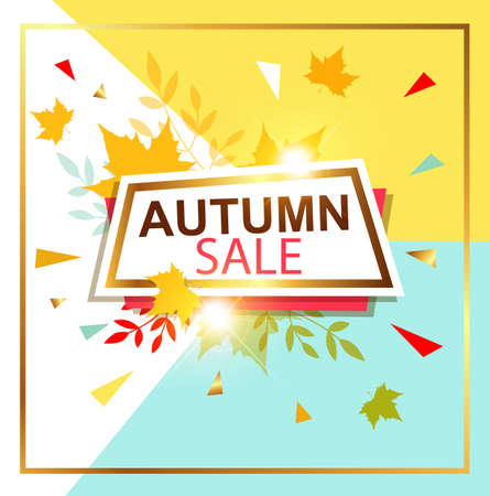Abstract vector background for seasonal autumn sale. Shining banner in retro style.のイラスト素材