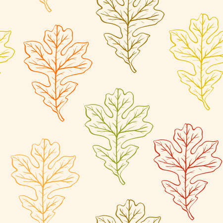 Vector autumn seamless pattern with oak leavesのイラスト素材