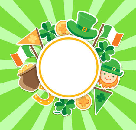 St. Patrick's Day green background with round label.のイラスト素材