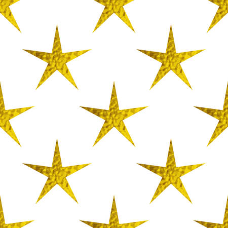 Abstract vector seamless pattern with golden glitter stars on a white backgroundのイラスト素材