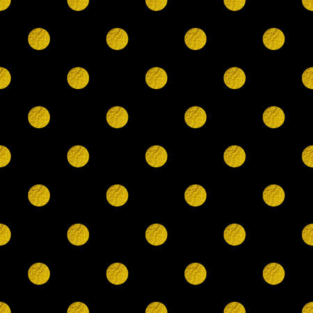 Abstract vector seamless pattern with golden glitter circles on a black backgroundのイラスト素材