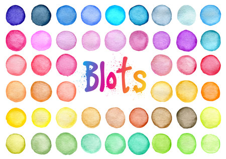 Set of abstract bright round vector watercolor blots for designのイラスト素材