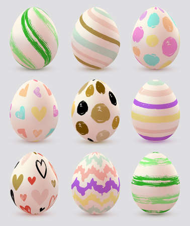 Set of decorative vector hand painted Easter eggsのイラスト素材