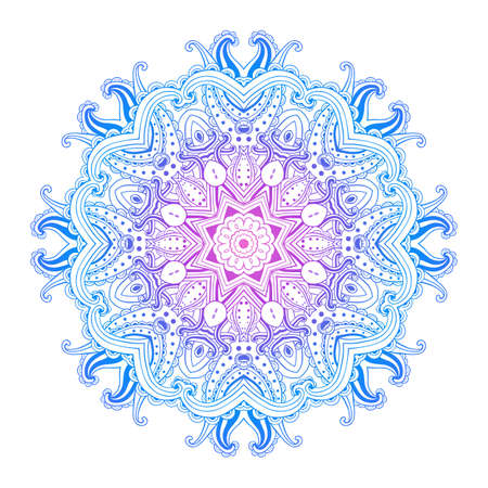 Hand drawn vector mandala isolated on white background. Round oriental ornament.のイラスト素材