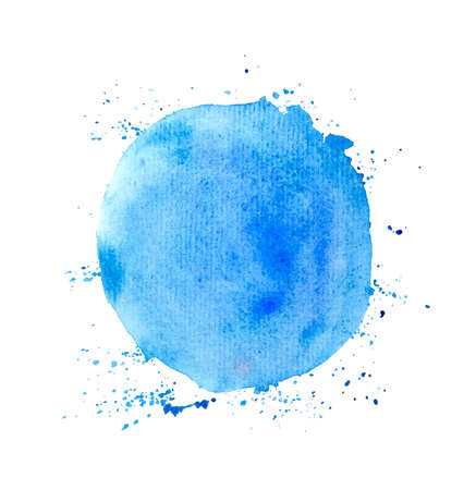 Blue round watercolor vector texture isolated on a white backgroundのイラスト素材